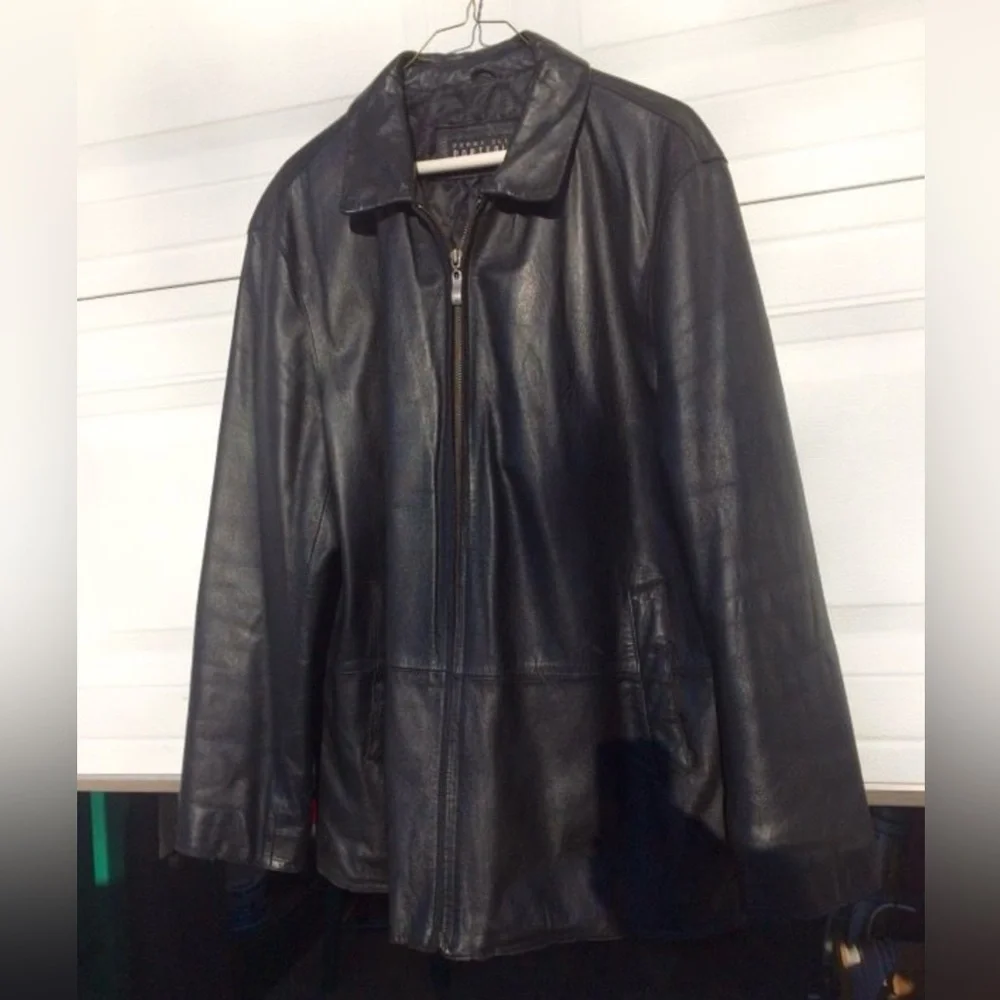 Perry Ellis PORTFOLIO Men’s Black Leather Jacket Medium